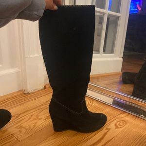 Bussola Black Suede Wedge Boots